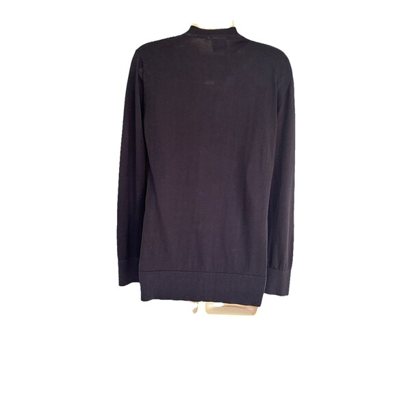 Tory Burch Size M 100% Cotton Navy Blue V-Neck Cardigan Large Gold Logo Buttons - Picture 8 of 9